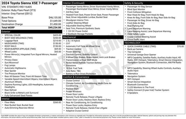 2024 Toyota Sienna XSE 7 Passenger