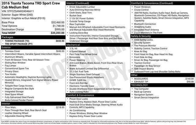 2016 Toyota Tacoma TRD Sport V6