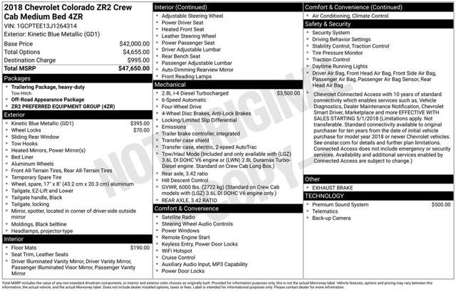 2018 Chevrolet Colorado 4WD ZR2