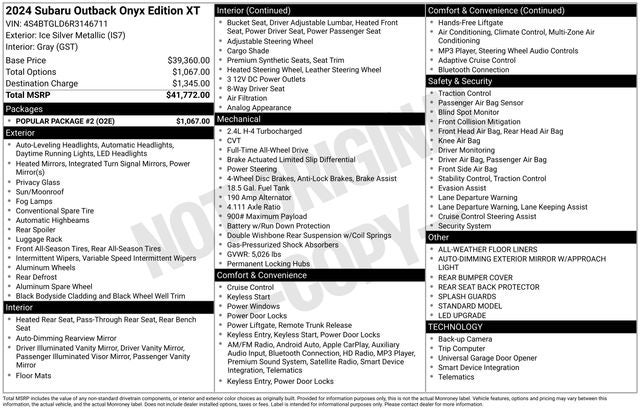 2024 Subaru Outback Onyx Edition XT