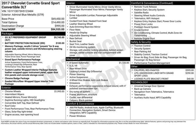 2017 Chevrolet Corvette Grand Sport 3LT