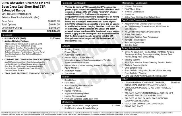 2026 Chevrolet Silverado EV Extended Range Trail Boss