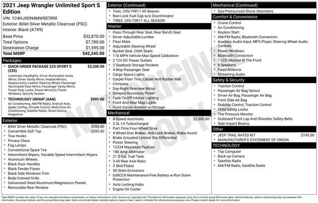 2021 Jeep Wrangler Unlimited Sport S