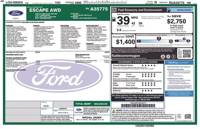 2024 Ford Escape Hybrid ST-Line Elite