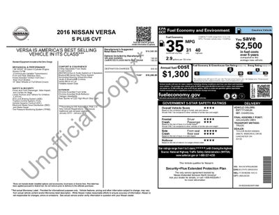 2016 Nissan Versa 1.6 S Plus