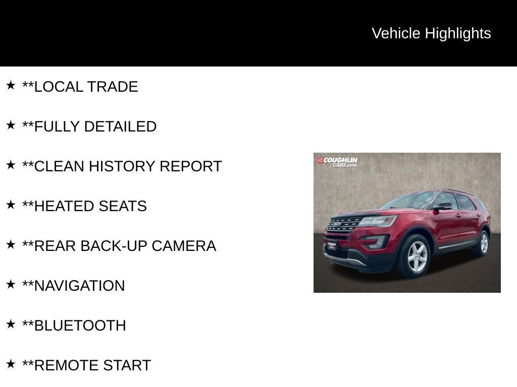 Used 2016 Ford Explorer XLT with VIN 1FM5K8D83GGD24605 for sale in Marysville, OH