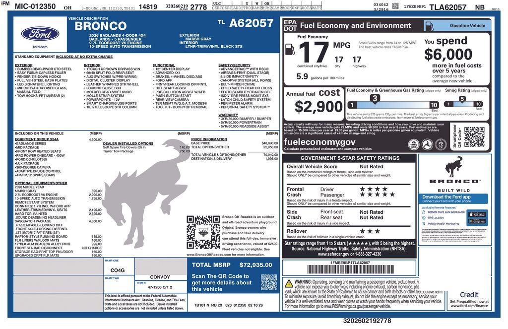 2026 Ford Bronco Badlands
