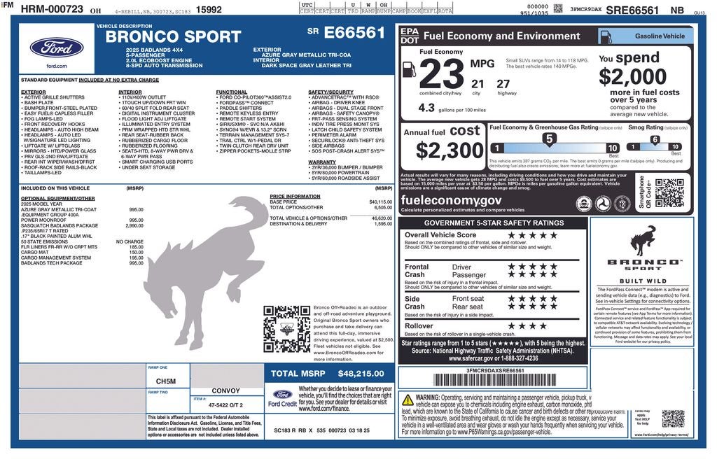 2025 Ford Bronco Sport Badlands 4WD