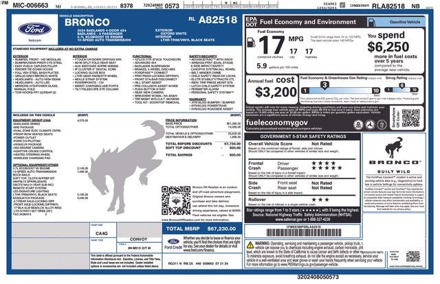 2024 Ford Bronco Badlands SASQUATCH PKG.