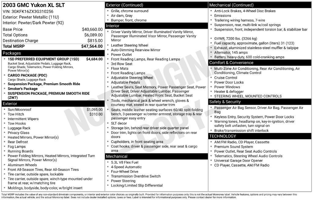 2003 GMC Yukon XL SLT