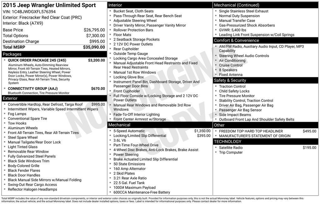2015 Jeep Wrangler Unlimited Sport
