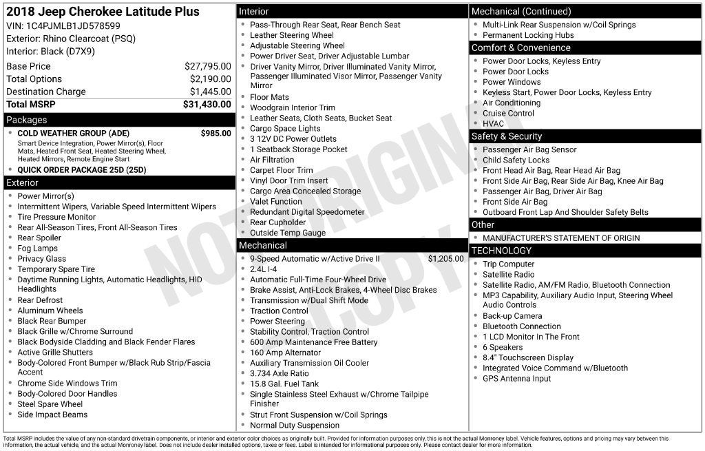 2018 Jeep Cherokee Latitude Plus