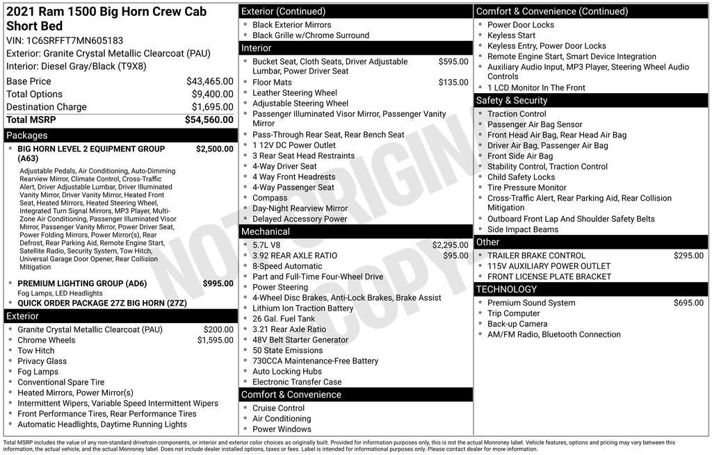2021 RAM 1500 Big Horn