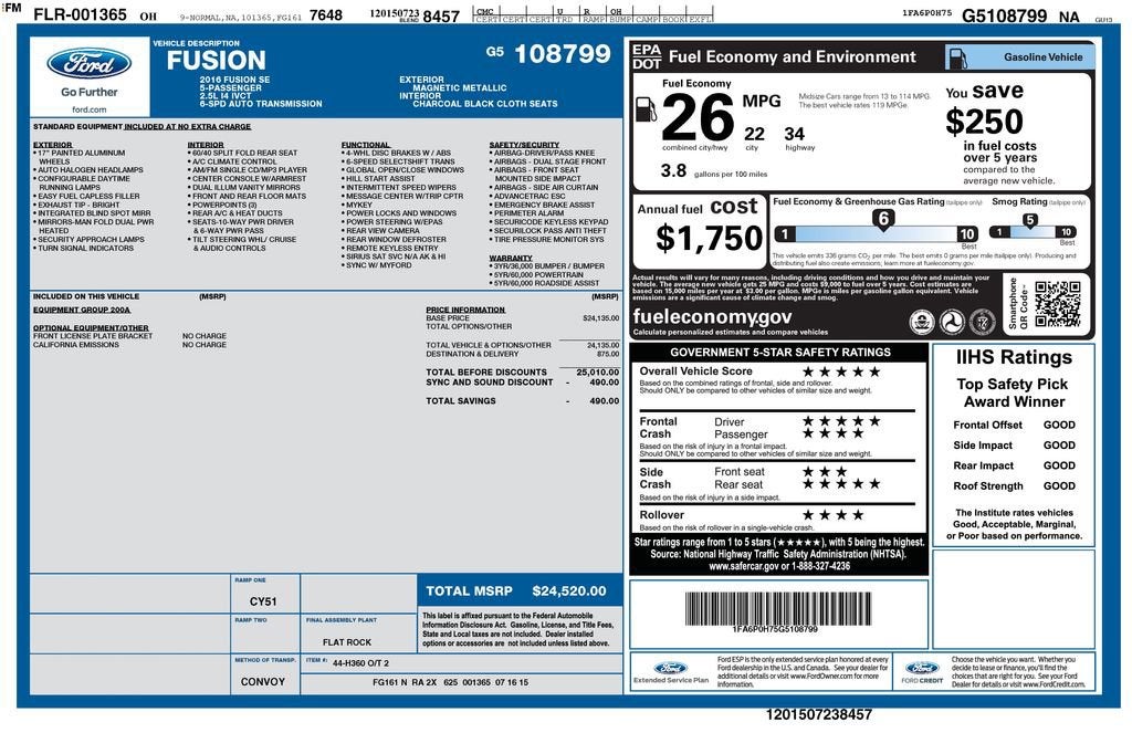 2016 Ford Fusion SE