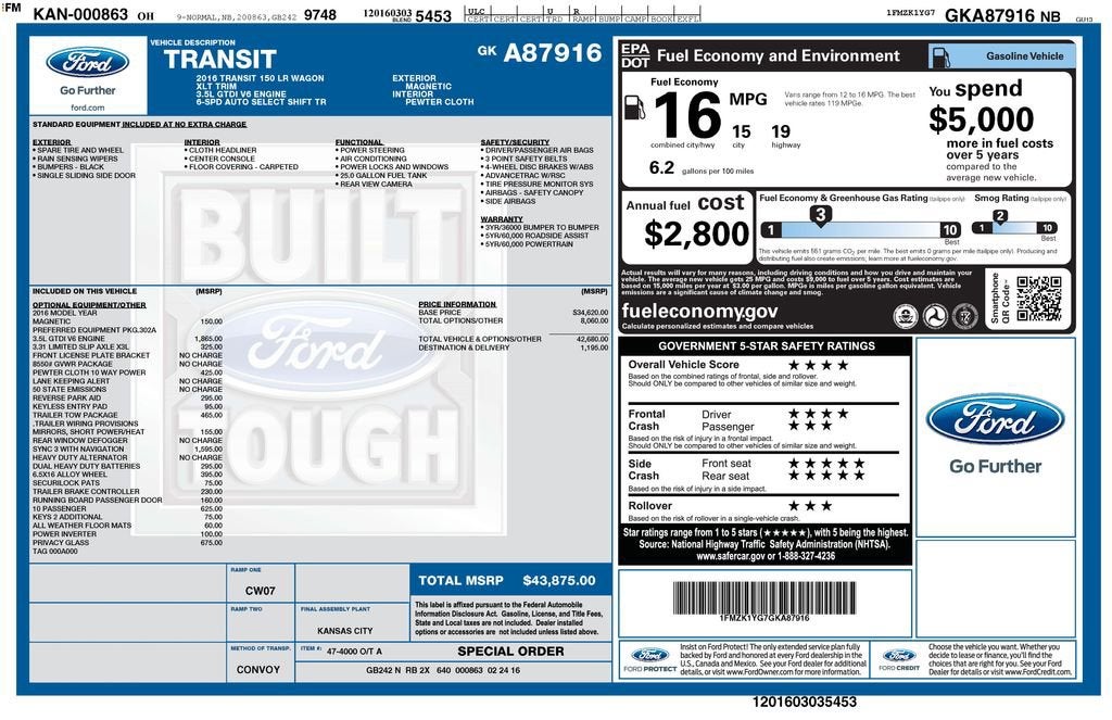 2016 Ford Transit Wagon XL