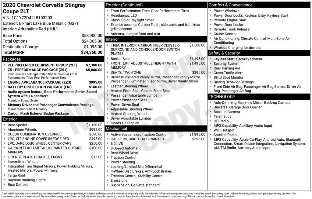 2020 Chevrolet Corvette Stingray 2LT