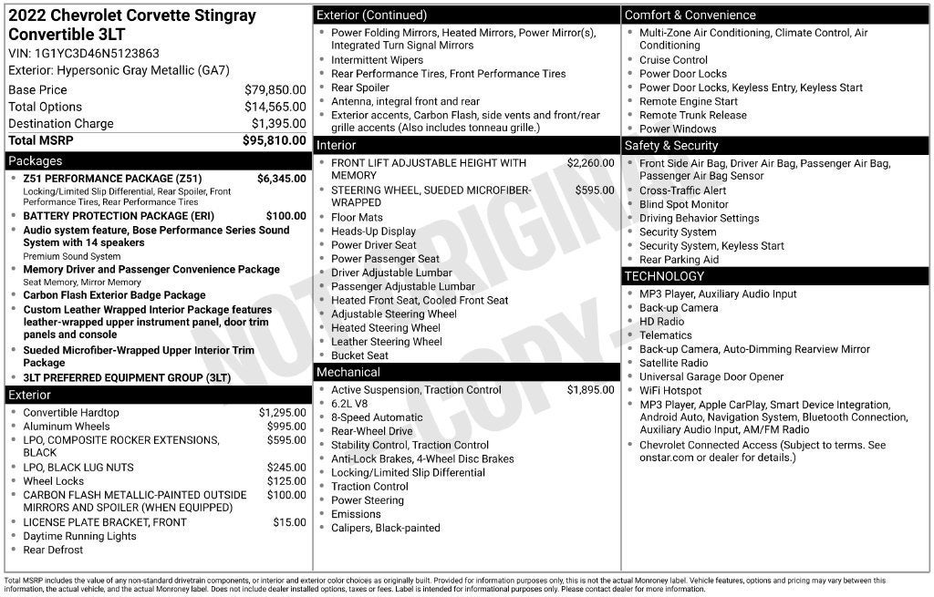 2022 Chevrolet Corvette Stingray 3LT