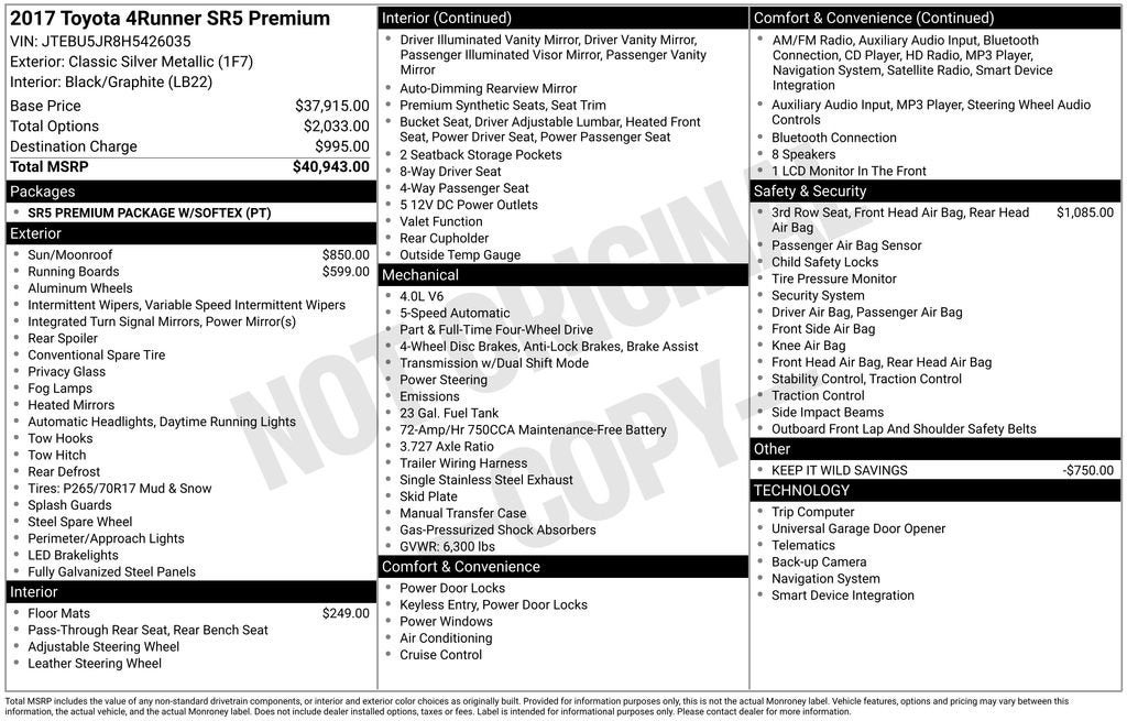 2017 Toyota 4Runner SR5